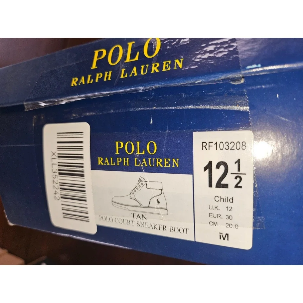 POLO RALPH LAUREN TAN POLO COURT SNEAKER BOOT Child Size 12.5 New in box